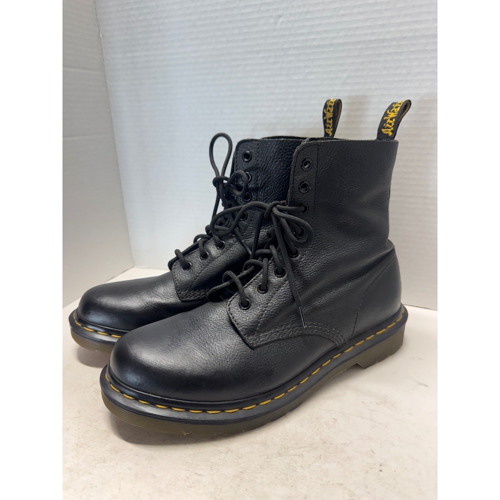 Dr. Martens 1460 Pascal Virginia Leather Black Women 8 Eye Lace Up Boots
